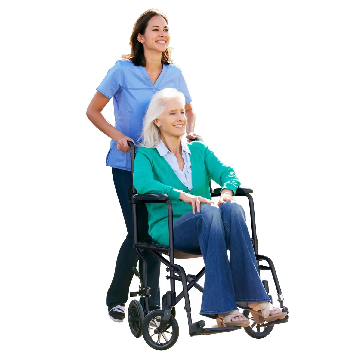 19” Lightweight Foldable Transport Chair - Black Aluminum Frame With Nylon Seats 1
