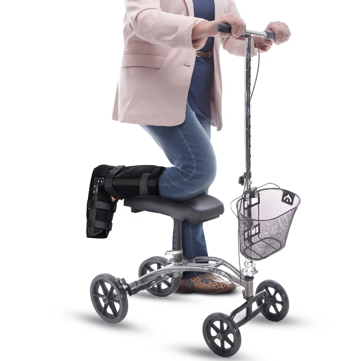 Lightweight Foldable Knee Walker With Basket 1