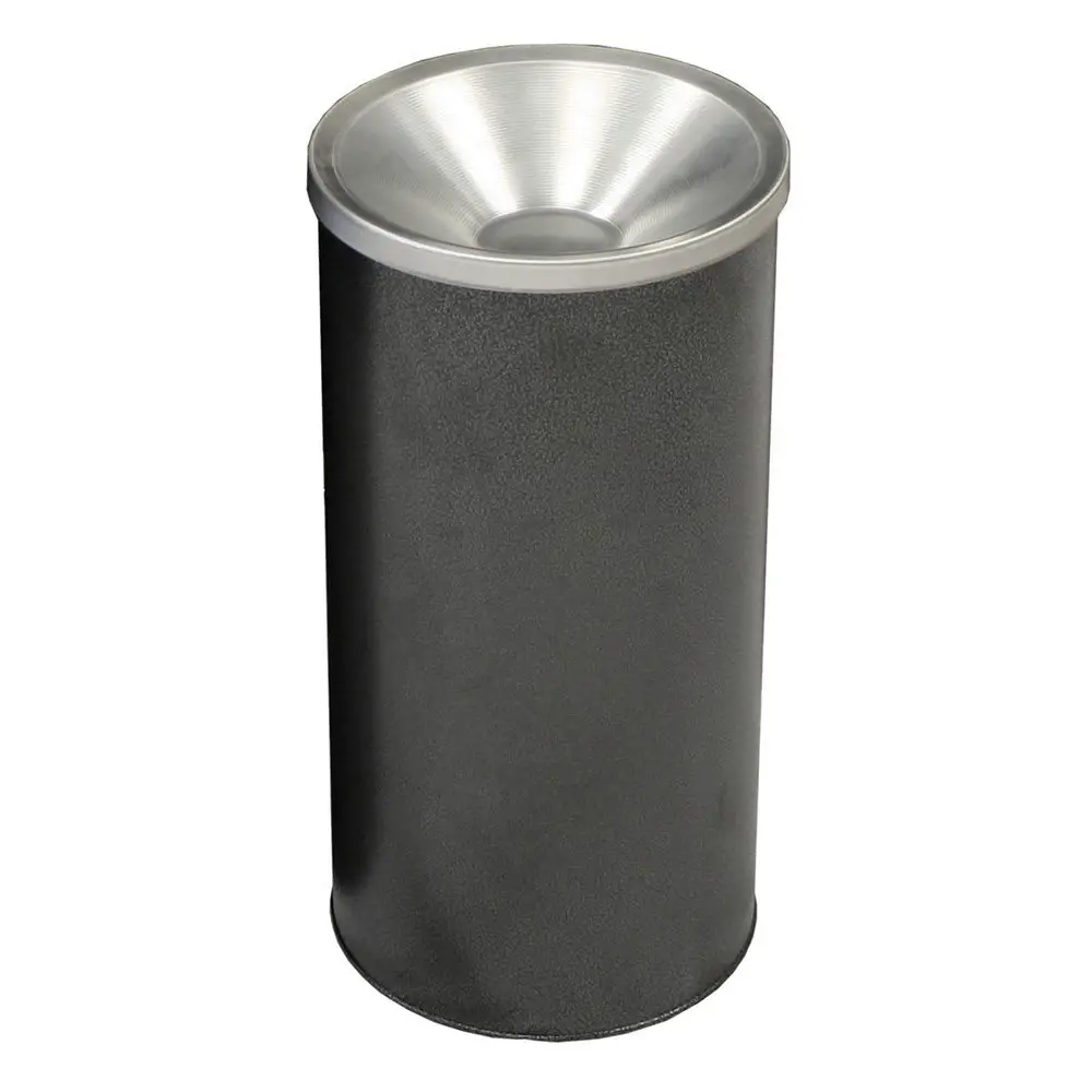 Black Floor Urn With Flip Top And Bridge For Cigarette 1
