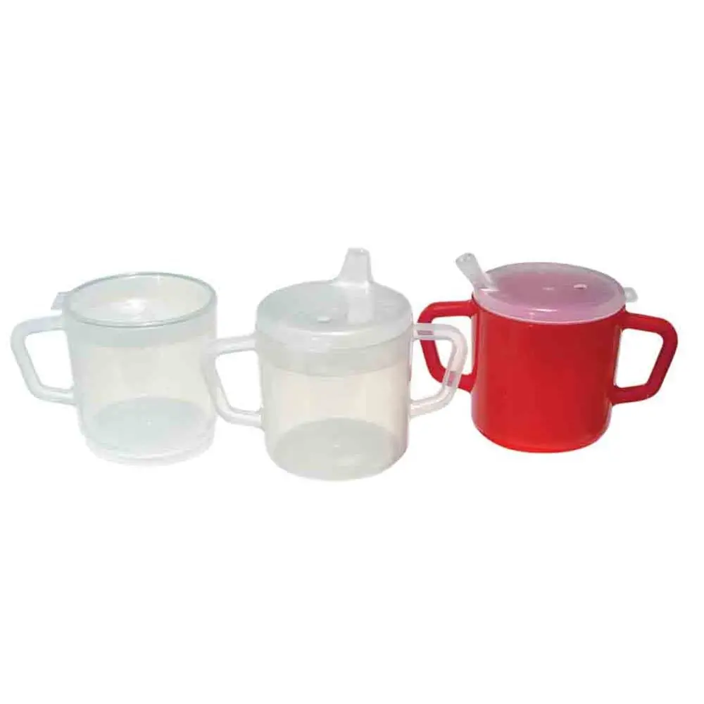 Adaptive 2-Handled Mug, Clear With 2 Lids, 10 Per Case 1