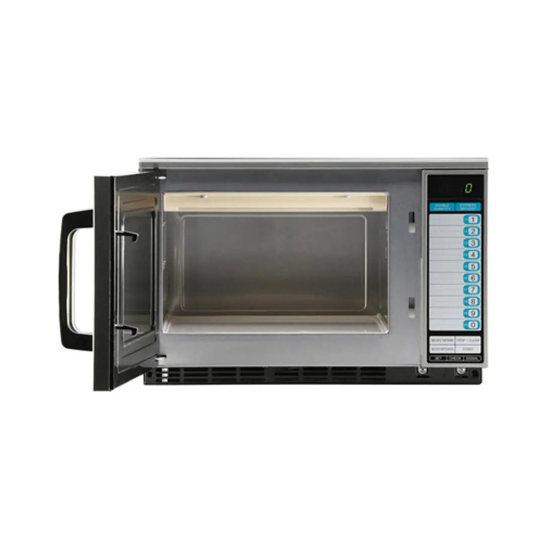 Microwave Oven, 2100 Watts, 0.7 Cu. Ft. Capacity, Stainless Steel
Door, Cavity & Outer Wrapper, Dual Magnetron System,
Programmable Timer, Durable Side‐Hinged See‐Thru Door 1