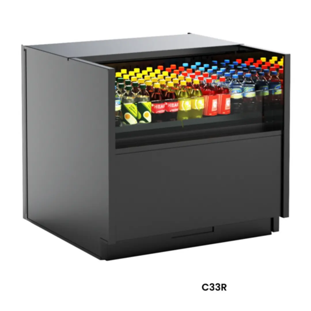 Oasis Self‐Service Refrigerated Under Counter Height Case,
36‐ 1/4"W, 32‐3/4"H, Remote Refrigeration 1