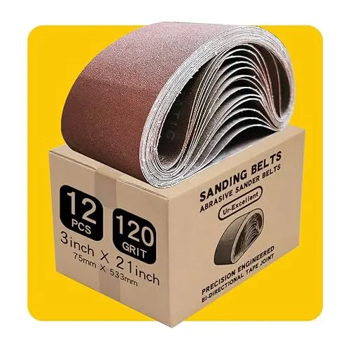 3 X 21 Inch 120 Grit Sanding Belt | Premium Aluminum Oxide Sanding Belt | Premium Sander Sandpaper - 12 Pack 1