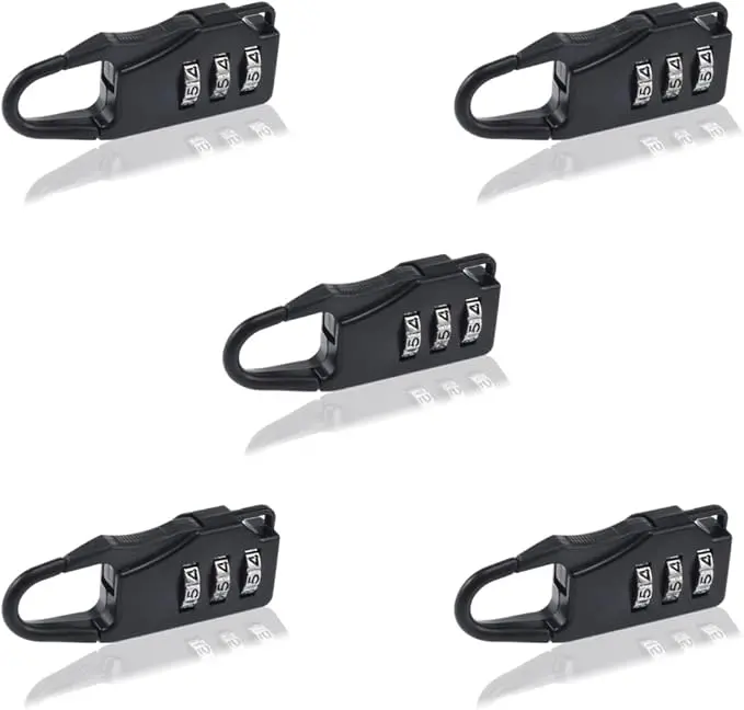 5 Pcs Combination Luggage Lock Password Security Padlock Zinc Alloy Black Small Safe Combination Padlocks For Luggage Briefcases Suitcases Backpacks Computer Bags Locker Tool Cabinet 1