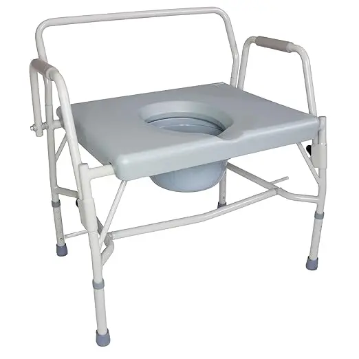 Dmi Drop Arm Portable Toilet Commode, Extra-Wide Seat, 500 Pound Weight Capacity, Bucket With Lid Included, Adjustable Legs, Elderly Assistance Products, Grey 1