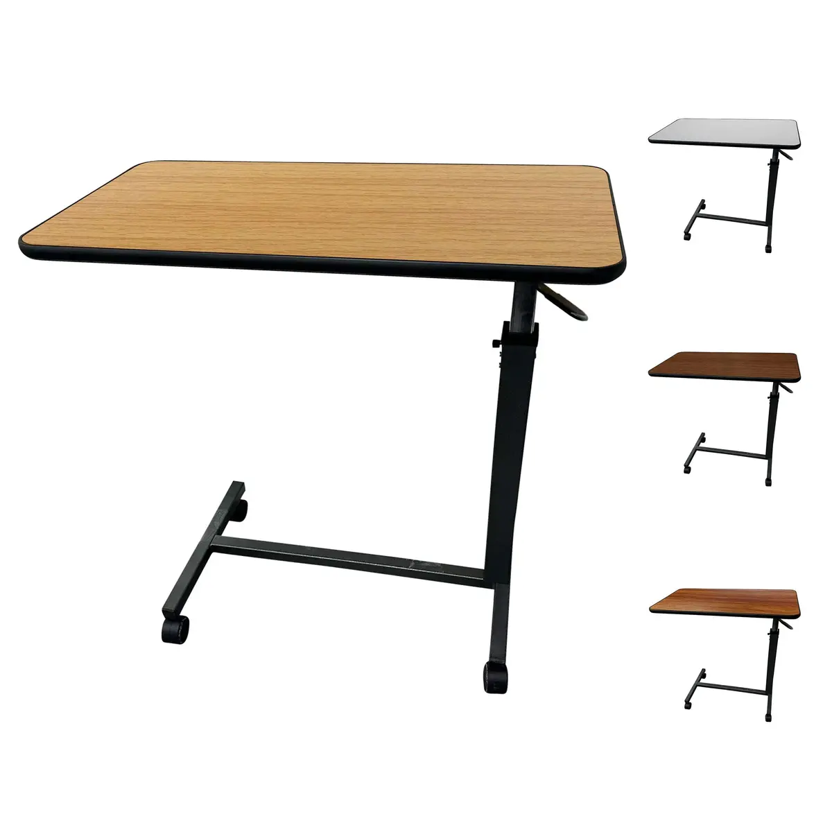 Medical Oak Overbed Table With Wheels For Home And Hospital Use 1