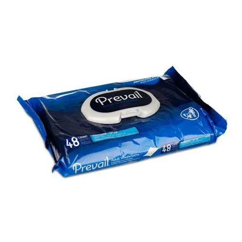 Prevail Adult Disposable Washcloth - Soft Pack Press-N-Pull Snap Lid - 12" X 8" - 48Ct/Pk - Case Of 12 1