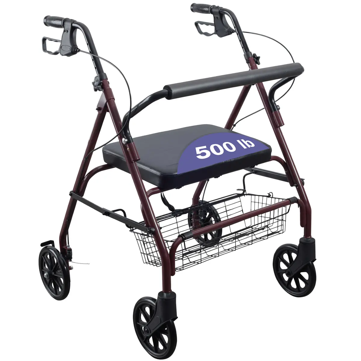 Bariatric Steel Rollator Walker With Seat – Height Adjustable Walker For Seniors 1