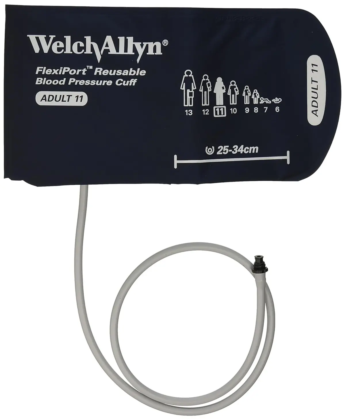 Welch Allyn Reuse-11-1Tp Flexiport Reusable Blood Pressure Cuffs With One-Tube Tri-Purpose Connectors, Adult, Size 11 1