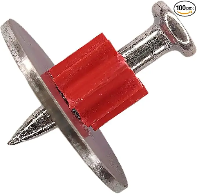 1-1/2" Powder Actuated Fasteners, Drive Pins With 1" Wahser, Pw150, 100Pcs/Pack 1