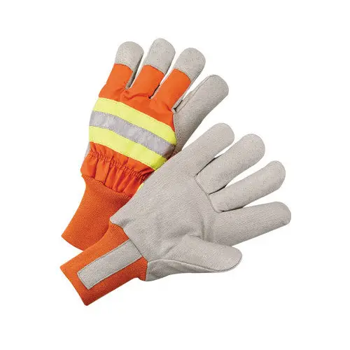 X-Large Orange And Gray Pigskin And Polyester Thinsulate Lined Cold Weather Gloves With Wing Thumb And Knit Wrist 1
