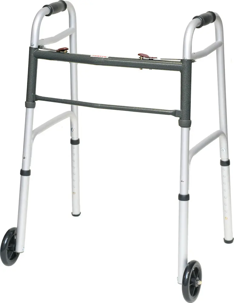 Aluminum Two-Button Release Folding Walker With Wheels, 4 Per Case 1