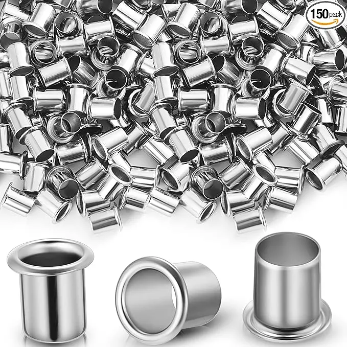 Dunzy 150 Pieces 1/4 Inch Shelf Pin Sleeves Cabinet Shelf Pins Shelve Reinforcement Grommets For Kitchen Furniture Bookshelve Support Pegs-Silver-
150 Per Box 1