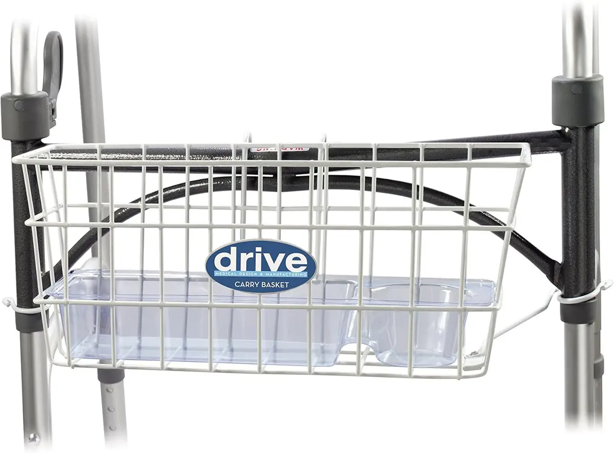 Walker Basket With Plastic Cup Holder, White 1