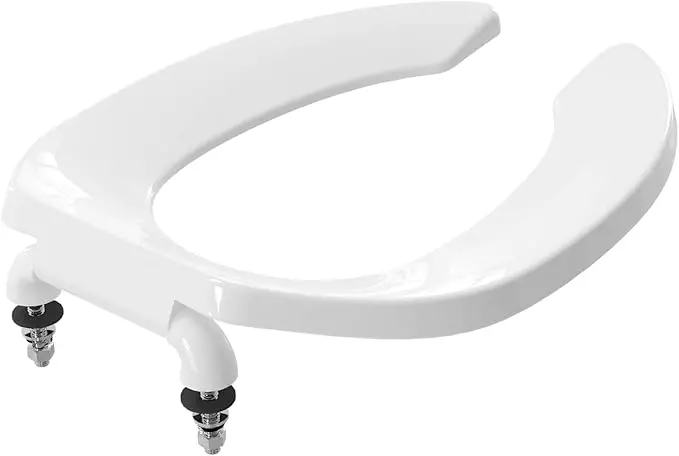 Commercial Heavy Duty Open Front Toilet Seat Without Cover, Thickened Material, Never Loosen, Elongated, White (18.5”) 1