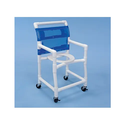 Pvc Shower Commode Chair, 18” Width, Seat Belt, Footrests 1