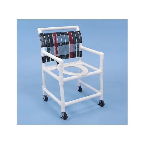Pvc Shower Commode Chair, 20” Width, Seat Belt, Footrests 1