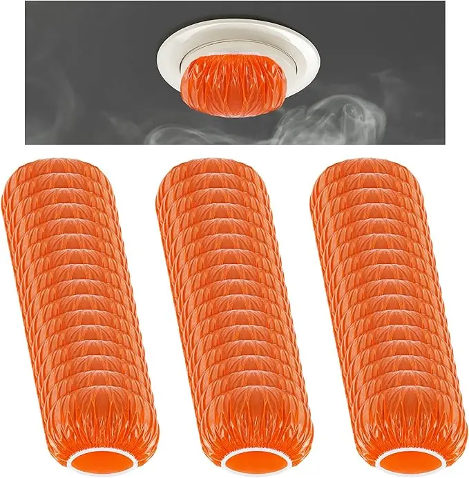 36 Pieces Smoke Detector Fire Alarm Dust Paint Cover Thicken Elastic Stretch Plastic Smoke Detector Fire Alarm Cover During Cooking Or Baking, Orange 1