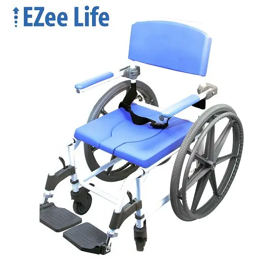 Ezee Life Aluminum Attendant Shower And Commode Chair Model# 180 With 24" Wheels 1
