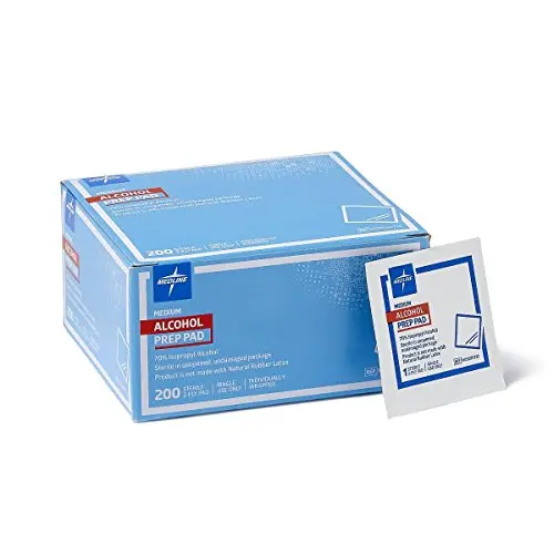 Medline Isopropyl Alcohol Pads, Sterile, Medium, Box Of 200, Size M, 1-1/8" X 2-3/8" 1