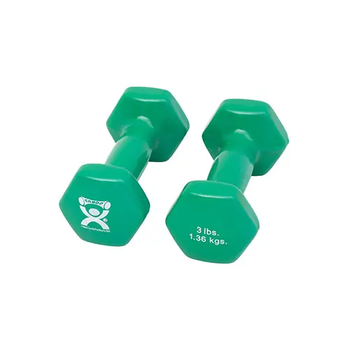Vinyl-Coated Iron Dumbbell, Green, 3 Lb, 1 Pair 1