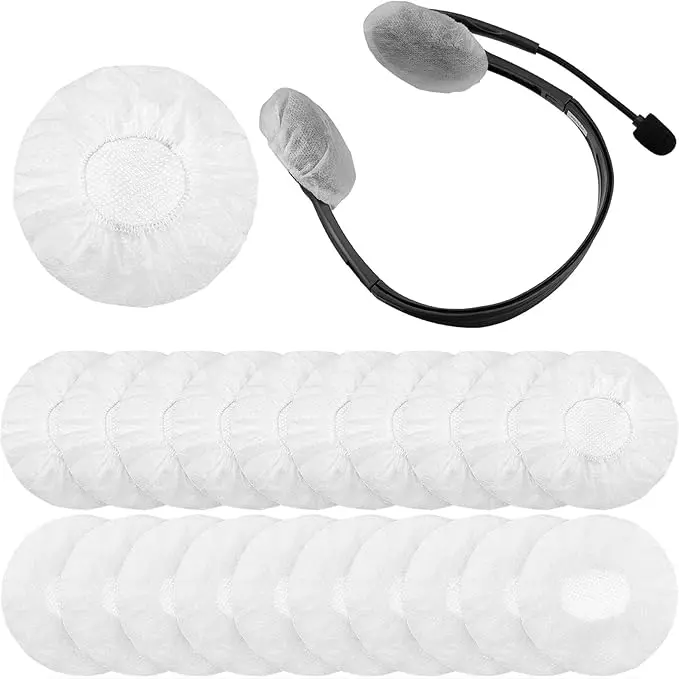 100 Pieces Headphone Ear Covers Disposable Earphone Sanitary Non-Woven Stretch Earpad Covers Fit For Most On Ear Headphones(6.5 Cm,White) 1