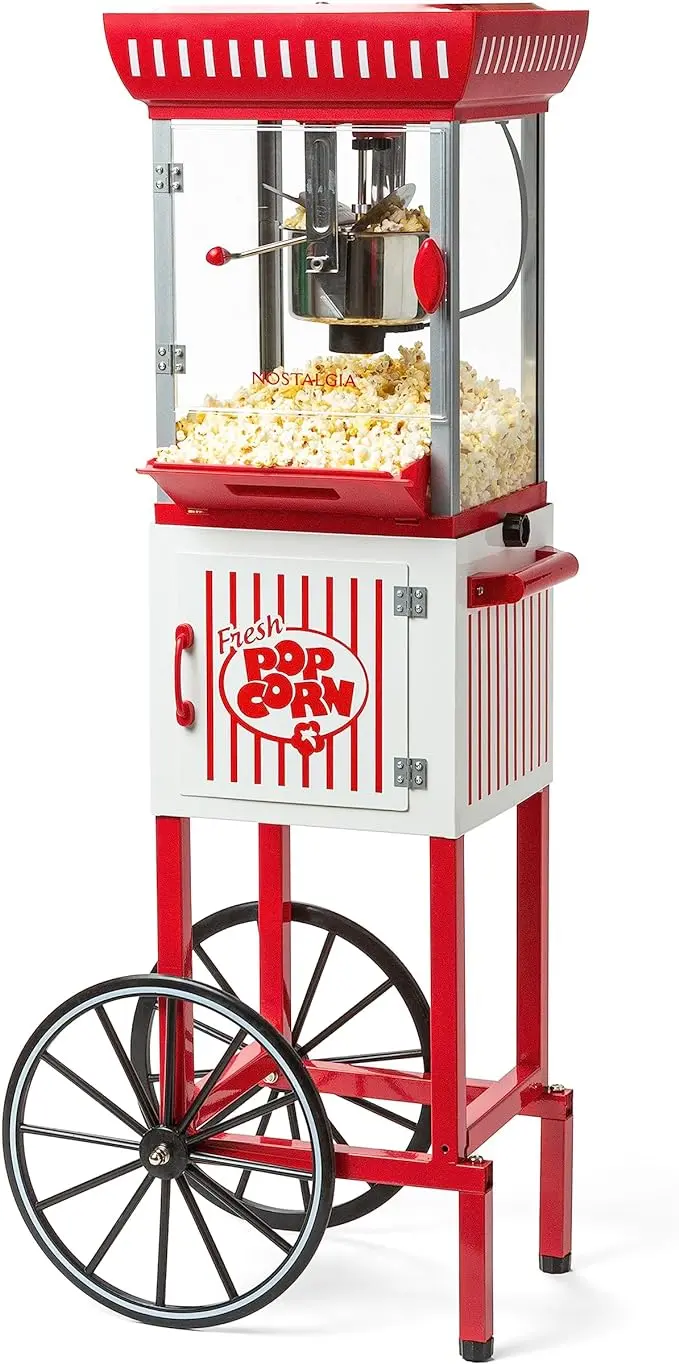 Nostalgia Popcorn Maker Machine - Professional Cart With 2.5 Oz Kettle Makes Up To 10 Cups 1