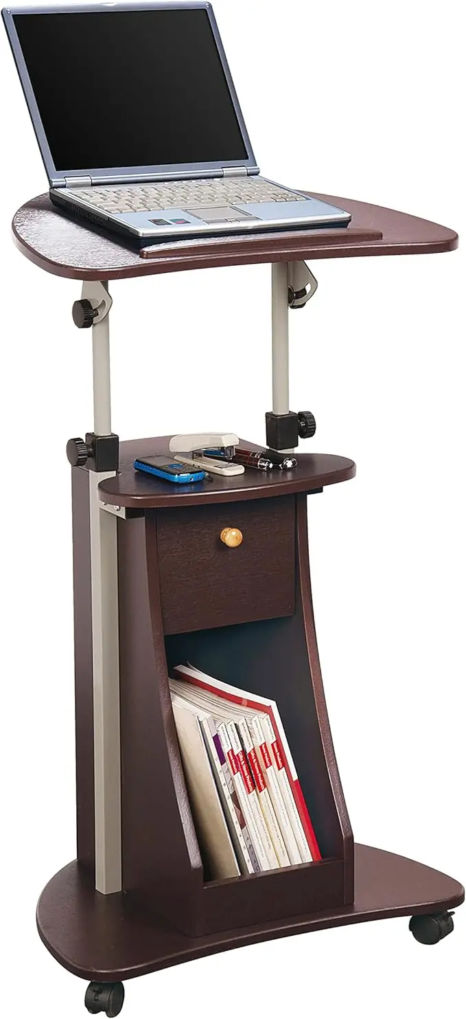 Techno Mobili Sit-To-Stand Rolling Adjustable Storage Medical Laptop Computer Cart 1
