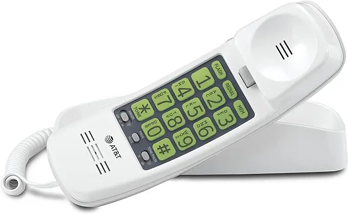 Trimline Corded Home Phone With Extra Big Buttons & Visual Ringer. No Ac Power Required, Improved Easy-Wall-Mount, Lighted Keypad, 10 Speed Dial Keys, Volume Control, Senior Friendly. White 1