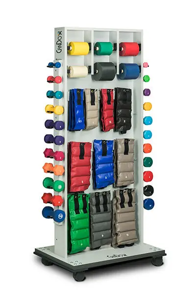Cando Weight And Mirror Rack With Accessories (Cuff Weights, 50 Yd Band Set, Dumbbells) 1