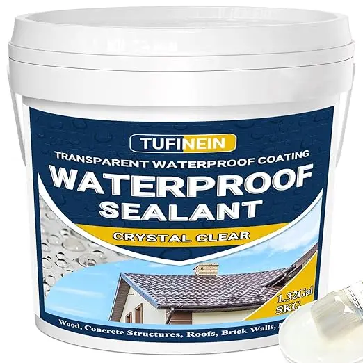 Transparent Waterproof Coating 1.32 Gallon Invisible Waterproof Agent Indoor & Outdoor Sealant Water-Based Clear Sealant Roofs, Walls, Garden, Terraces 1