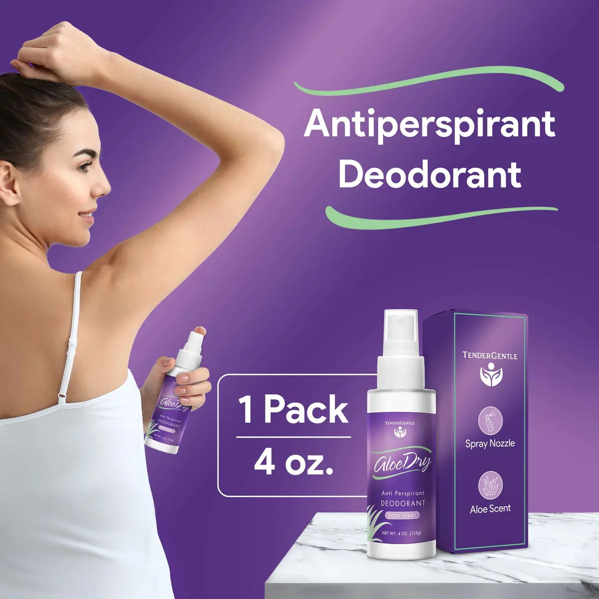 Deodorant Spray - Pack Of 1 4Oz Antiperspirant Body Spray With Aloe 2