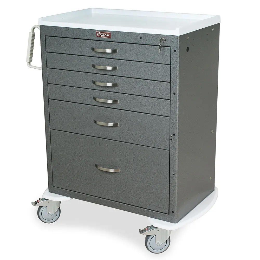 M-Series Tall Medical Cart With Six Drawers, Standard Width, Key Lock 1