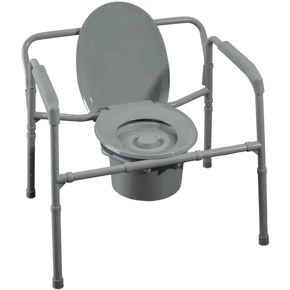 Bariatric Adjustable Bedside Commode – Gray Steel Frame, 650 Lb Weight Capacity 1