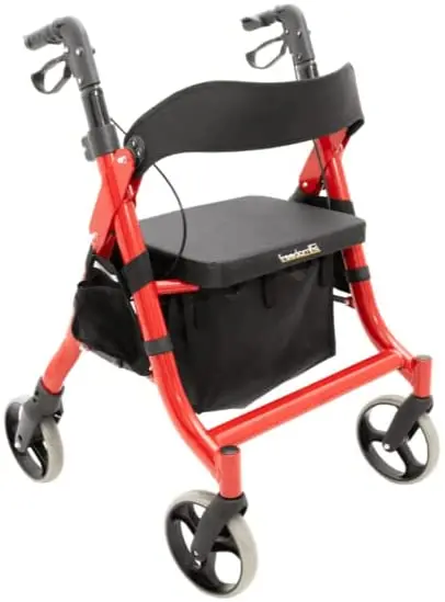 Titus Extra-Wide Deluxe Bariatric Walker Rollator. 600Lb Wt Capacity Heavy-Duty Oval Tubing. High-Capacity Padded Seat/Backrest. Height Adjustable Angled Hand Grips. Foldable. Indoor/Outdoor Use 1