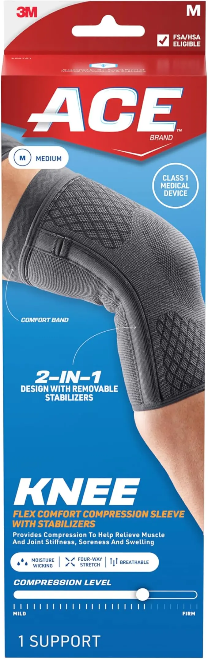 Flex Comfort Compression Knee Sleeve With Stabilizers, Medium 1