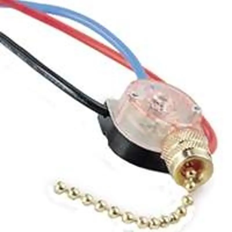 Gsw-39 Pull Chain Switch, 2-Pole, 125/250 Vac, 6 A, Black/Clear, Brass 1
