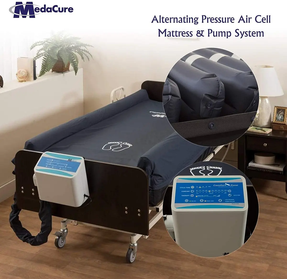 Alternating Pressure Mattress For Hospital Beds W/ Pump And Built In Guard Rails 80 X 36 X 10 1