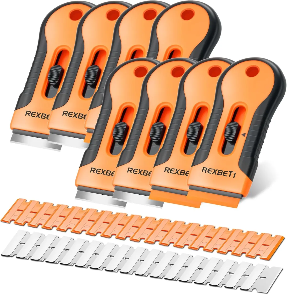 Razor Blade Scraper Tool, 8 Pack Razor Scraper Set With Extra 240Pcs Razor Blades- 80Pcs Metal And 160Pcs Plastic Blades 1