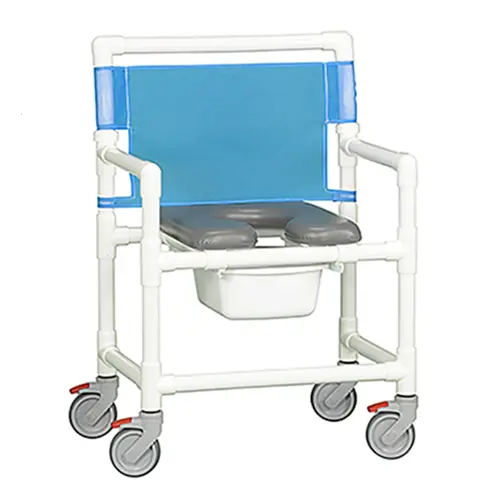 Oversize Shower Chair Commode With Open Front Soft Seat, Blue 1