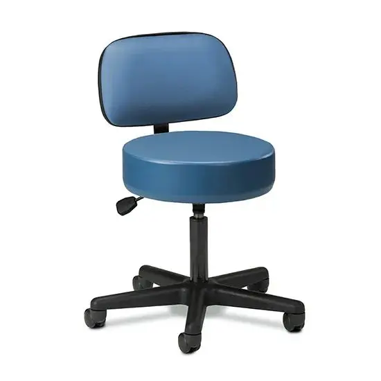 Black Base, 5-Leg, Pneumatic Stool With Backrest 1