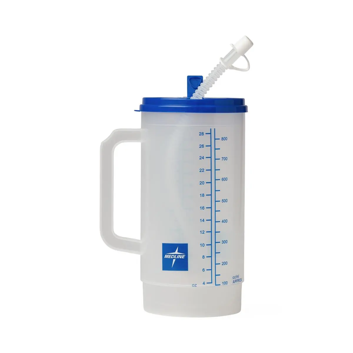 Insulated Carafe With Graduations, Clear With Blue Lid, 32 Oz. With Graduations To 28 Oz., 48 Per Case 1