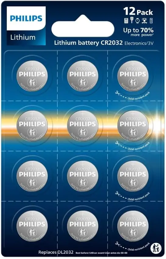 Cr2032 Lithium 3V Coin Battery, 12 Per Pack 1