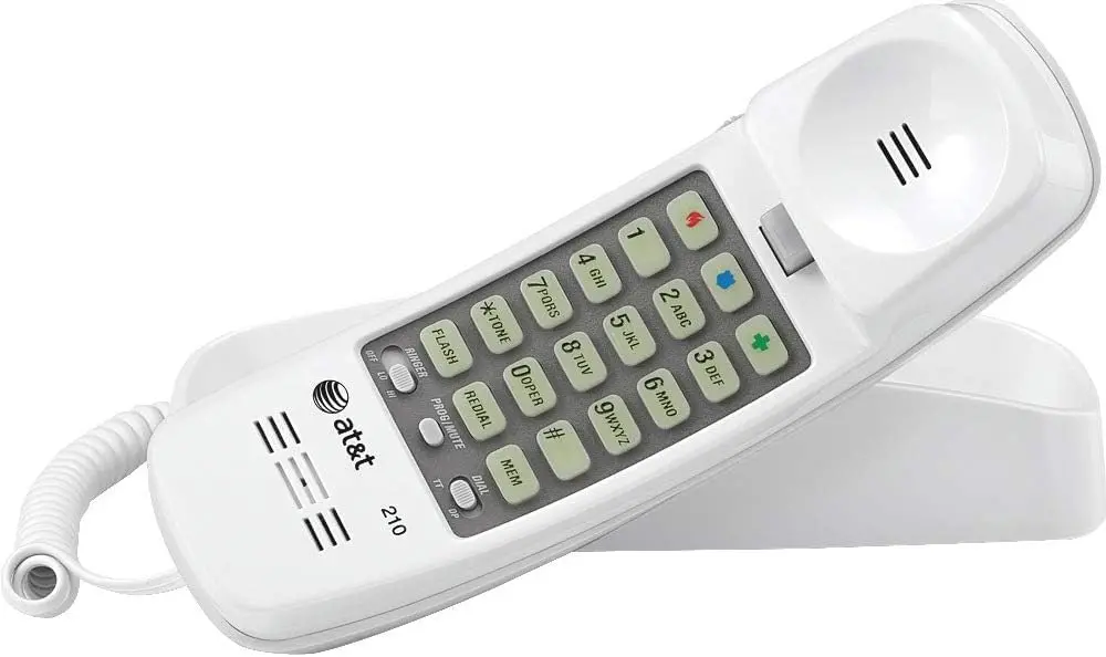 Basic Trimline Corded Phone, No Ac Power Required, Wall-Mountable, White 1