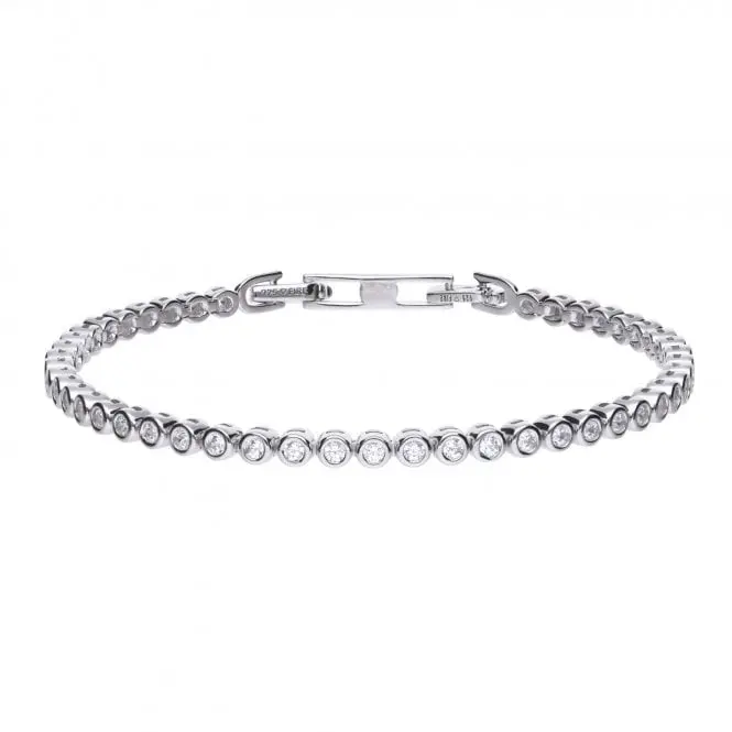 Silver Rubover Set Cubic Zirconia Tennis Bracelet 1