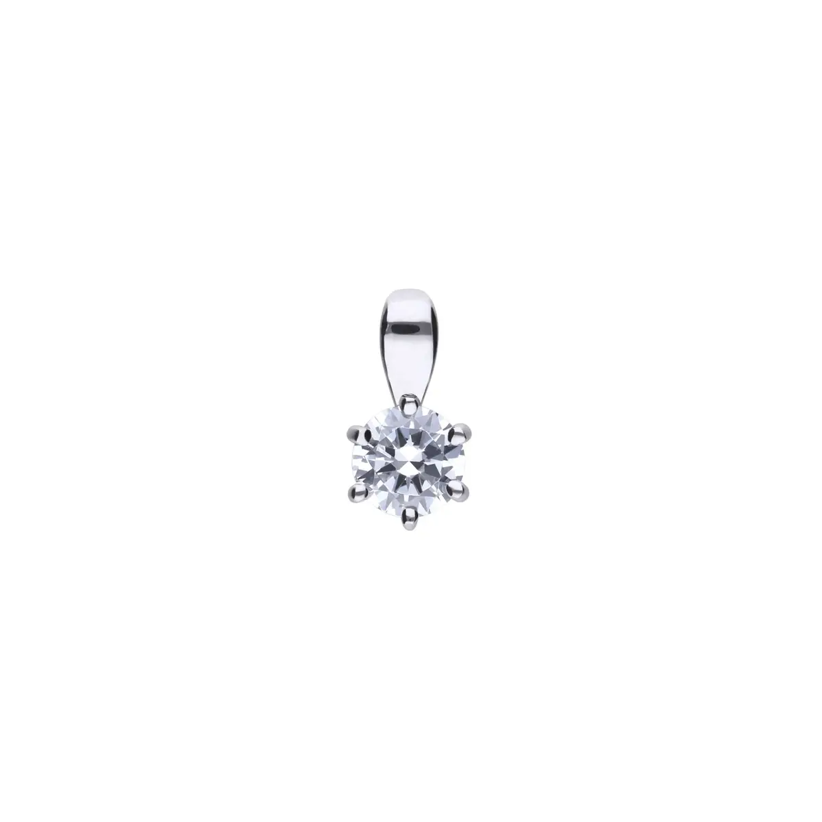 Silver 6-Claw Cubic Zirconia Solitaire Pendant 1