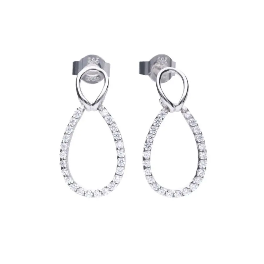 Silver Fine Drop Cz Earrings 1