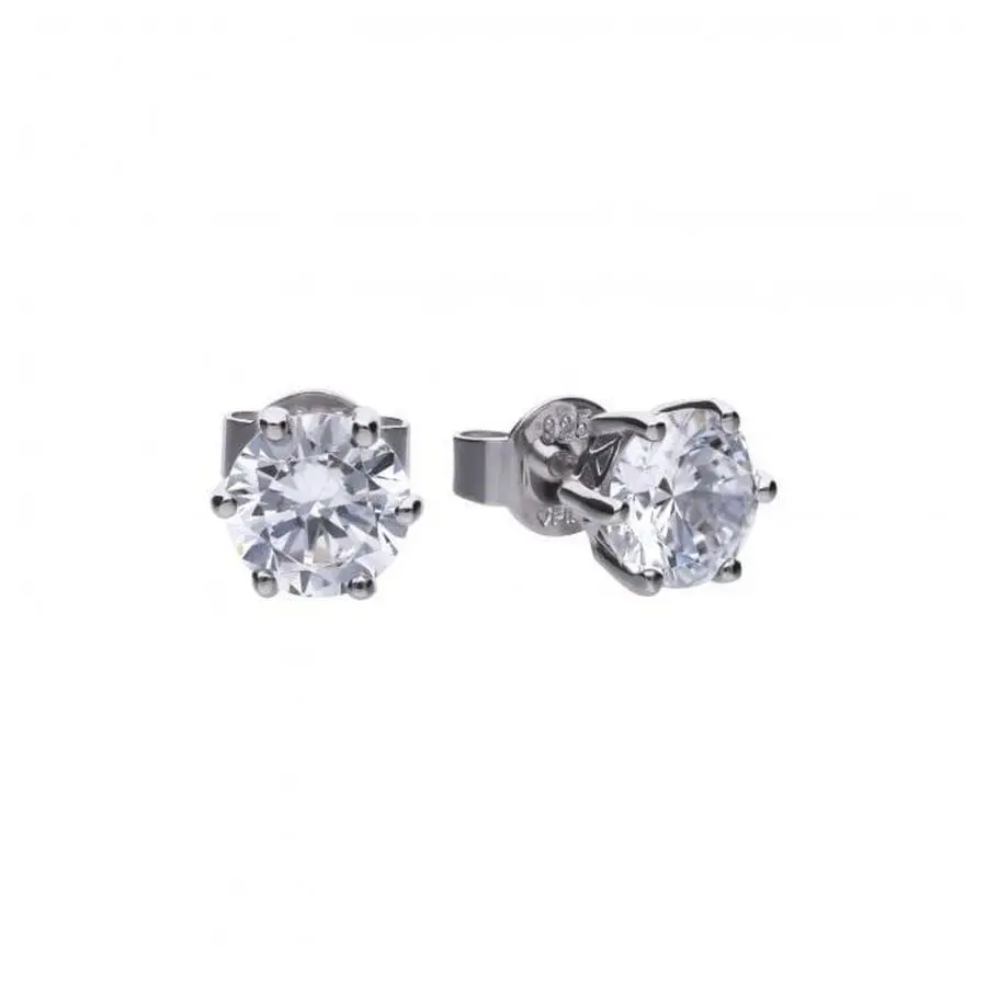 Silver Claw Set Solitaire Cz Stud Earrings 1