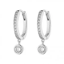 Silver Cz Hoop And Drop Ear Rings 1