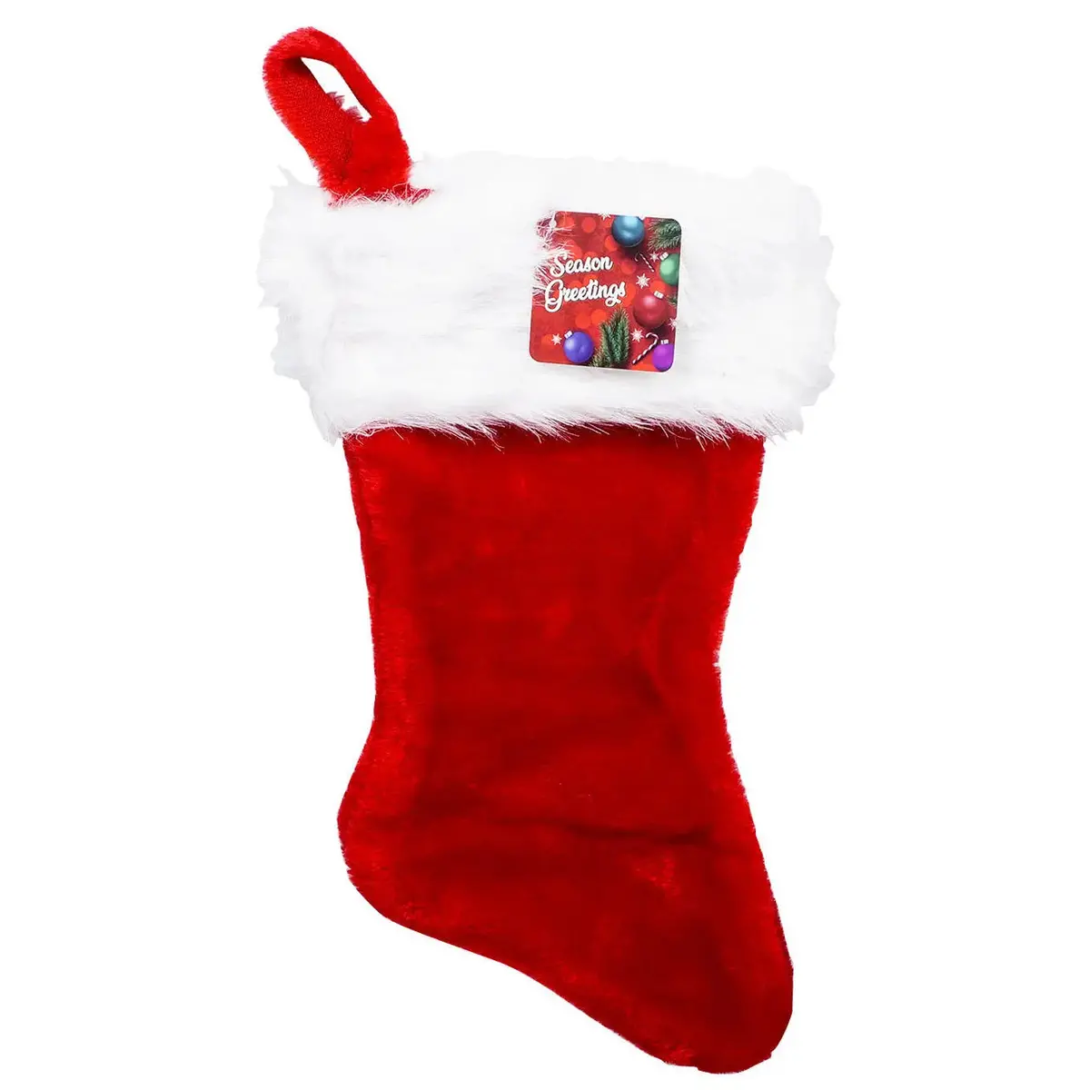 18"H Jumbo Christmas Stocking W/ Plush Trim Decoration With Hanging Loop 1